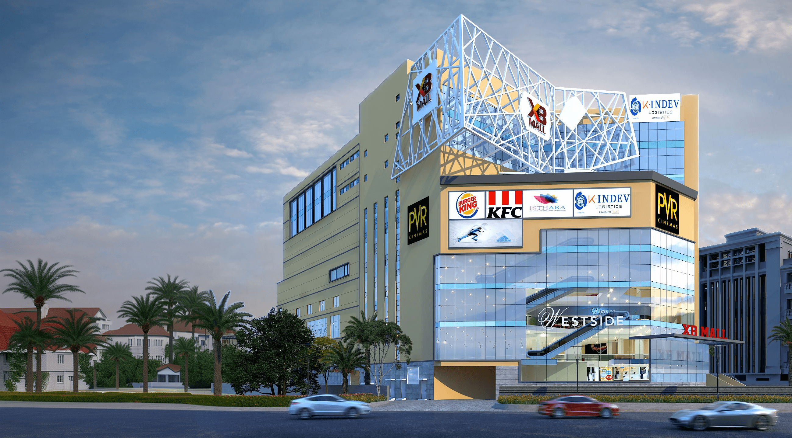 XB Mall exterior at dusk